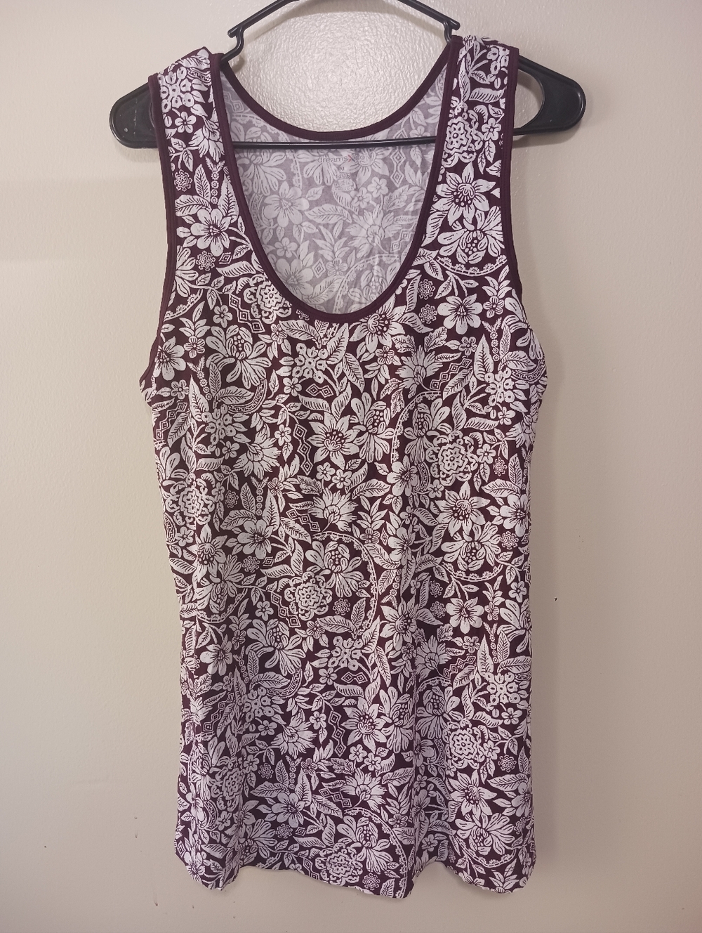 Dreams Co Womens Floral Scoop Neck Tank Top in Brown and White Medium14/16  A-19